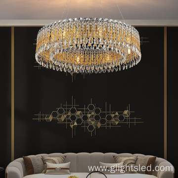 K9 crystal 3000k hotel round hang led chandelier